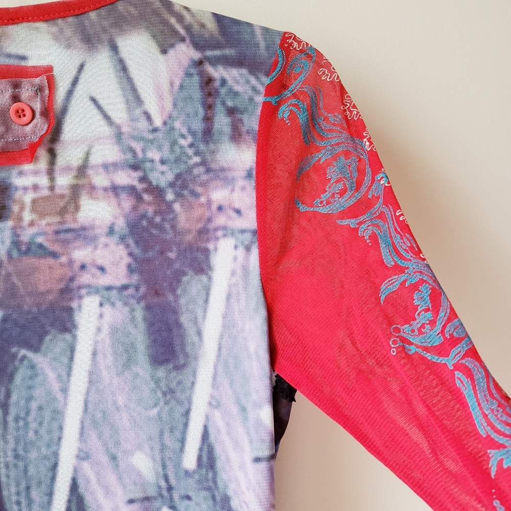 Vintage Lulu H. Red Multiprint Top - Picture 10 of 15